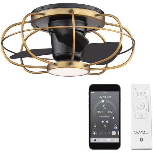 Aella 22 inch Aged Brass Matte Black with Matte Black Blades Flush Mount Ceiling Fans