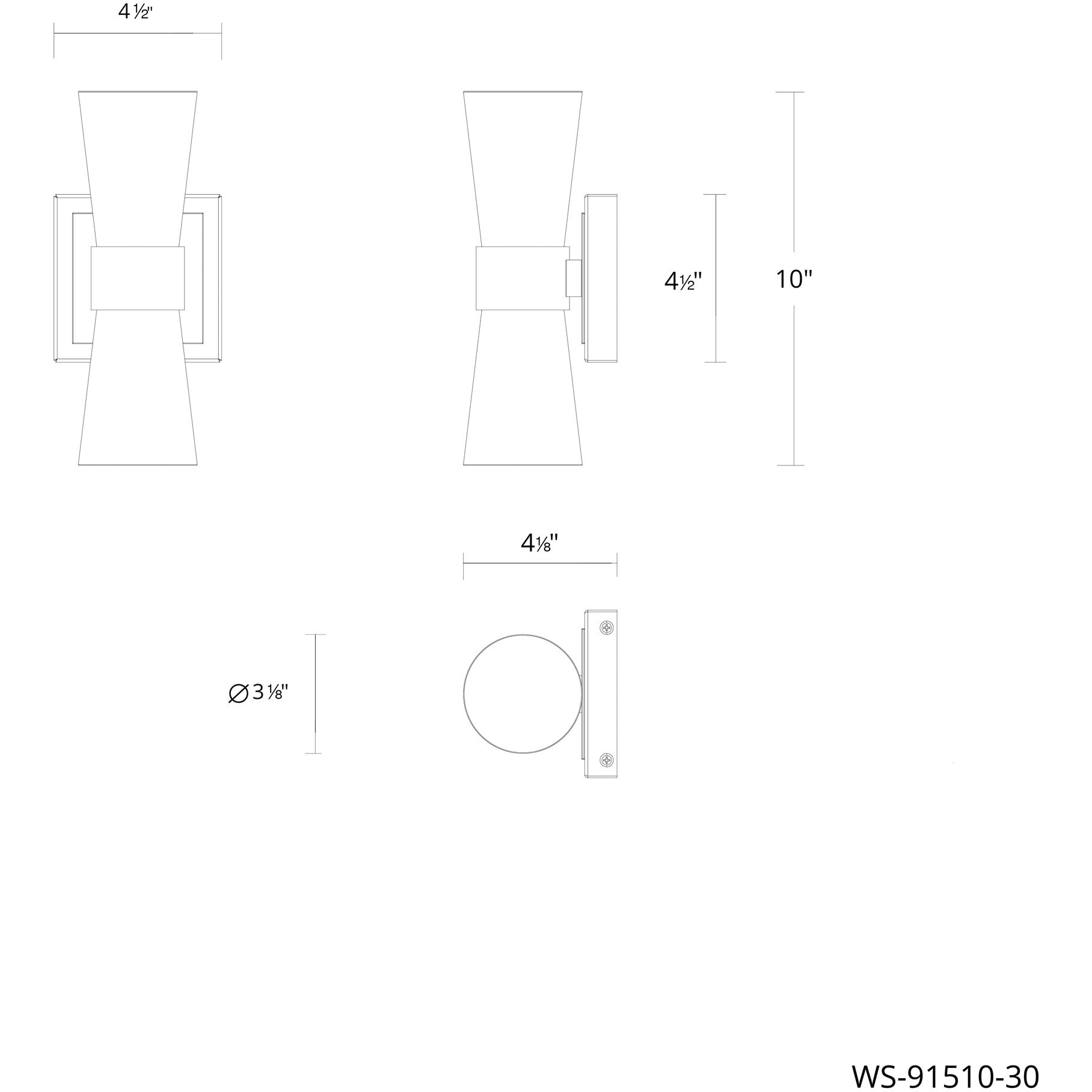 Hourglass LED 4.5 inch Black Bath Vanity & Wall Light in 2700K, dweLED
