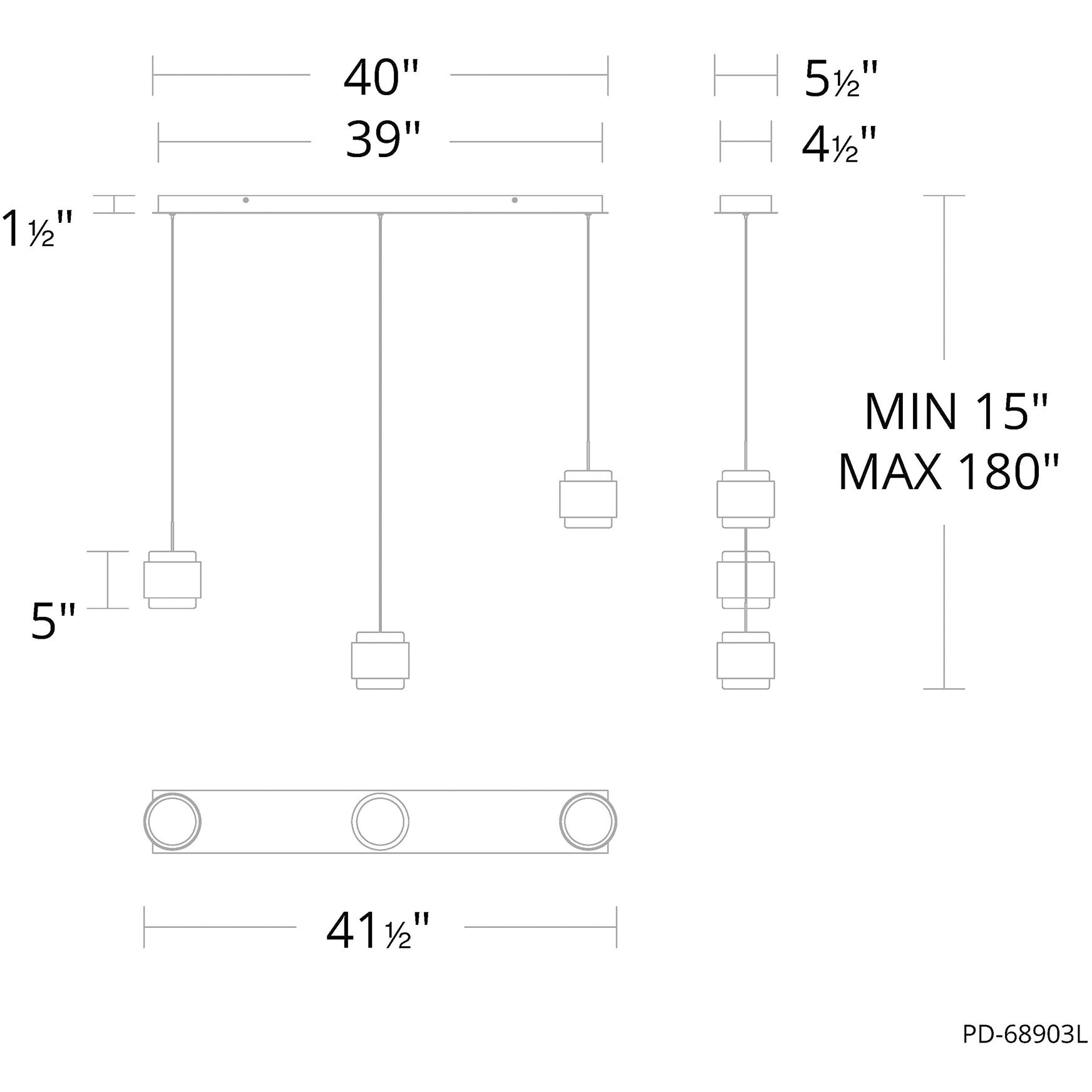 Banded LED 5.5 inch Black Chandelier Ceiling Light, dweLED