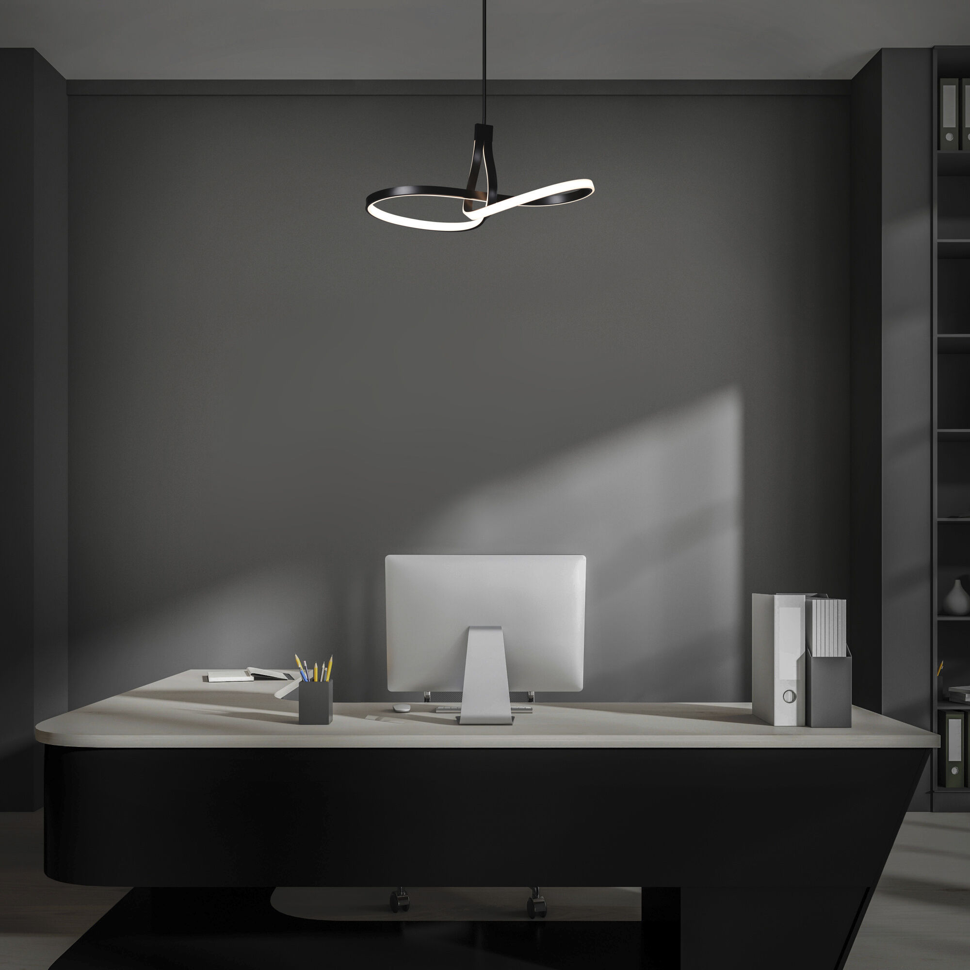 Mobius Linear Pendant Ceiling Light in Black, dweLED