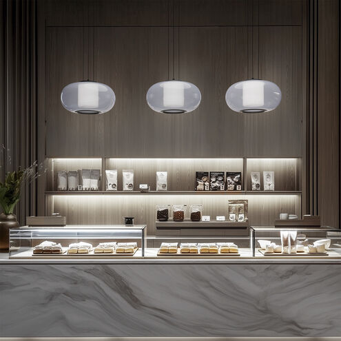 Doma LED 16 inch Black Pendant Ceiling Light in 3500K, dweLED