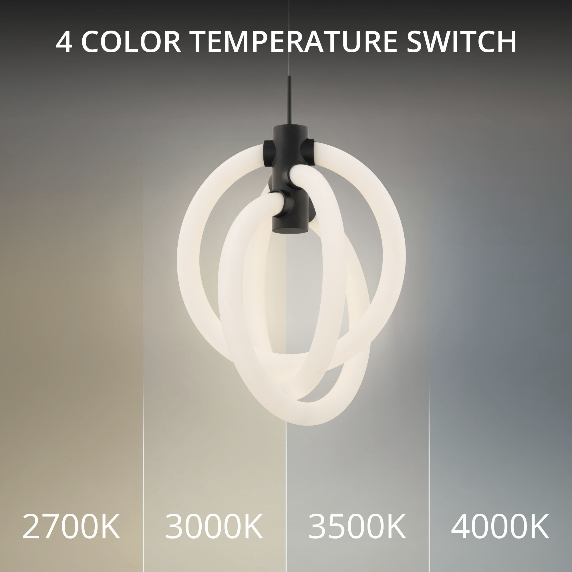 Knot LED 16.38 inch Black Pendant Ceiling Light in 3000K, dweLED