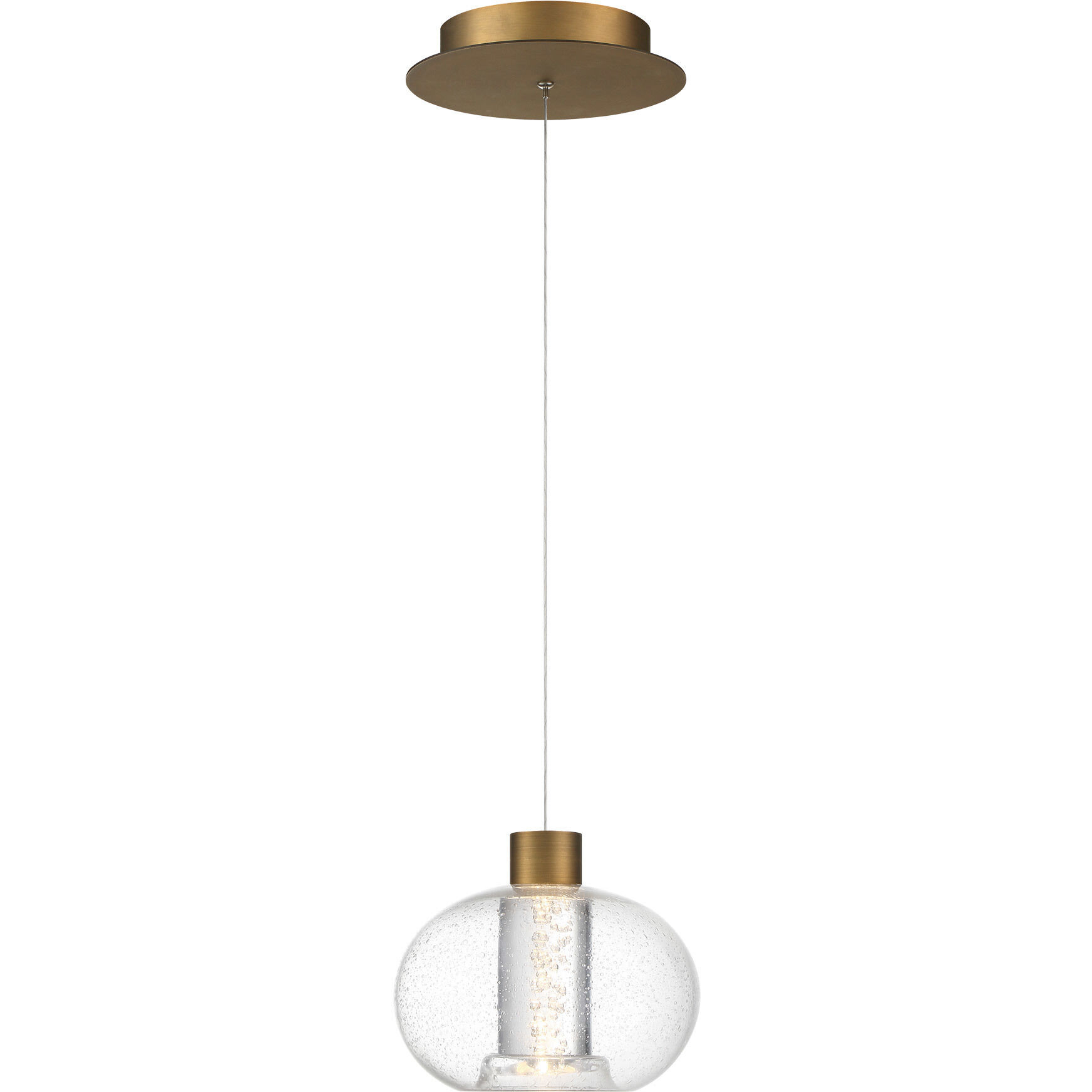Crater LED 8.25 inch Aged Brass Mini-Pendant Ceiling Light, dweLED