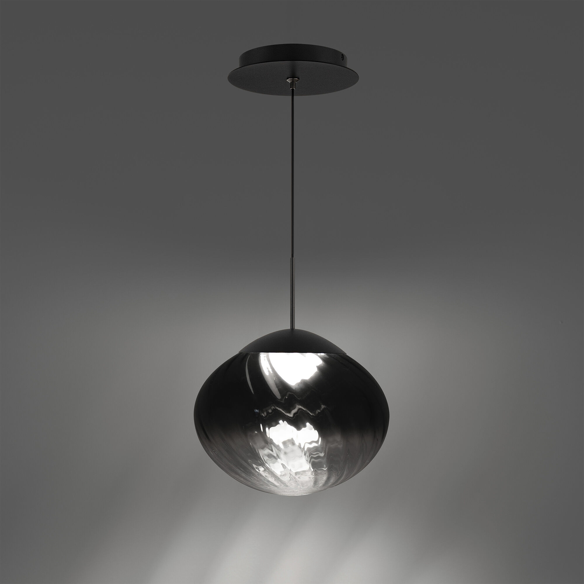 Swayzey LED 9.5 inch Powder Coated Black Mini-Pendant Ceiling Light in Black Smoke Glass, dweLED