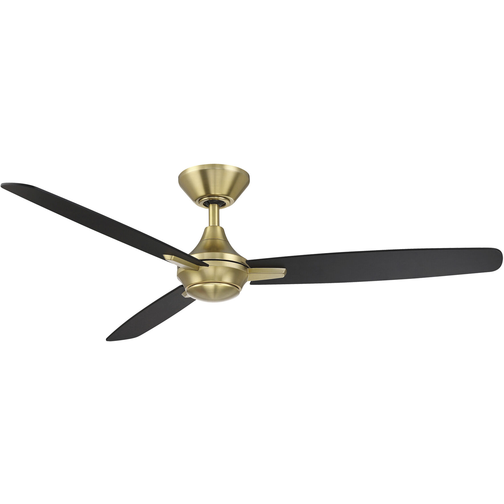 Blitzen 54 inch Soft Brass Matte Black with Matte Black Blades Downrod Ceiling Fans, Smart Fan