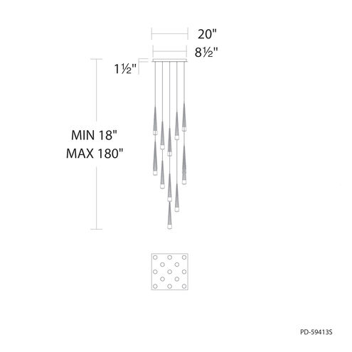 Quill LED 5 inch Aged Brass Multi-Light Pendant Ceiling Light, dweLED