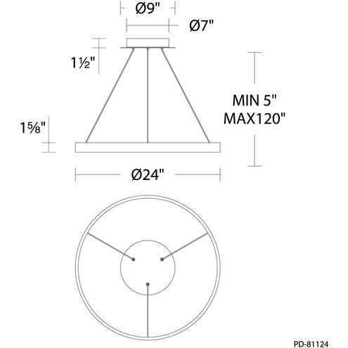 WAC Lighting PD-81124-BK Sirius LED 24 inch Black Pendant Ceiling Light ...