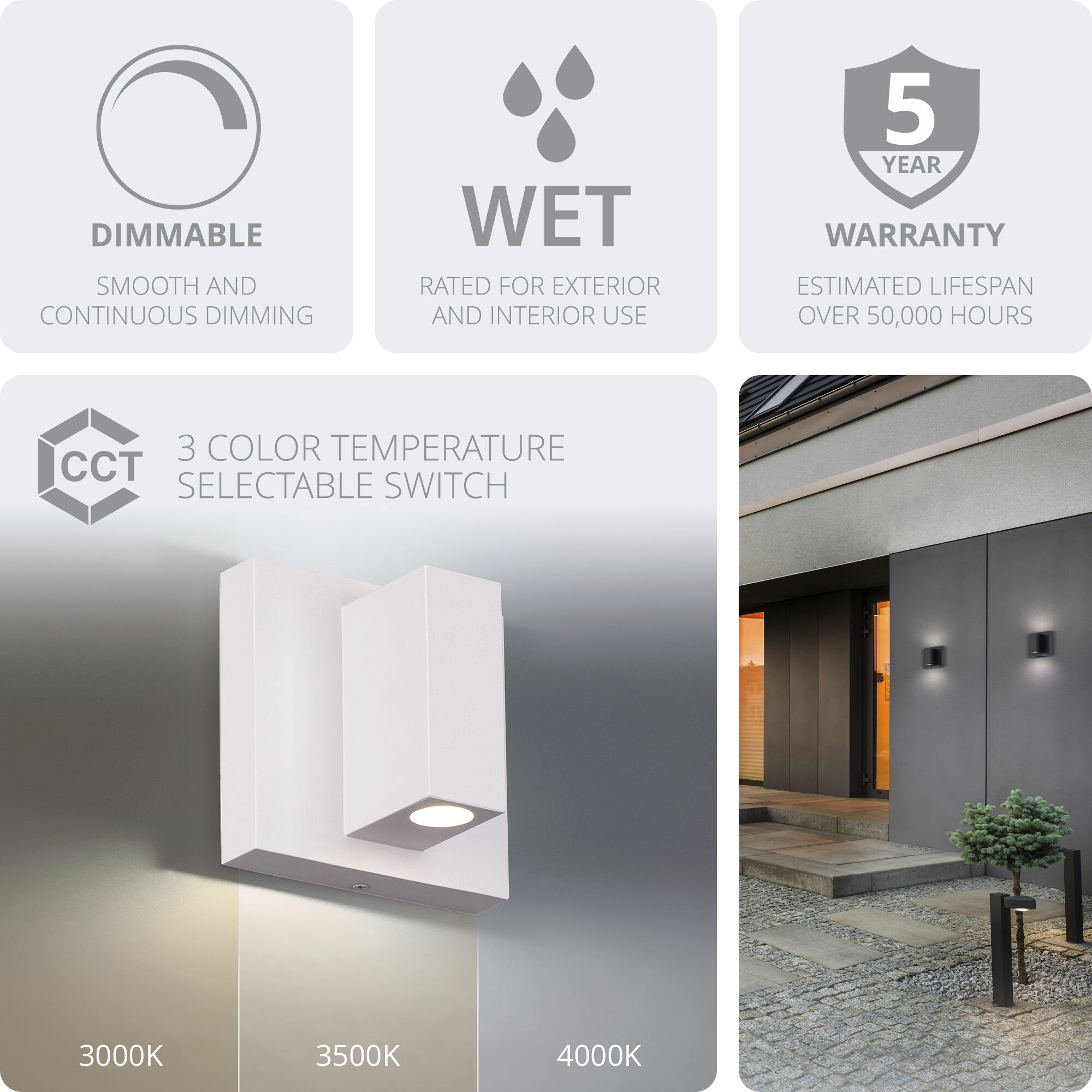 Vue LED 4 inch Black Outdoor Wall Lighting, WAC Limited