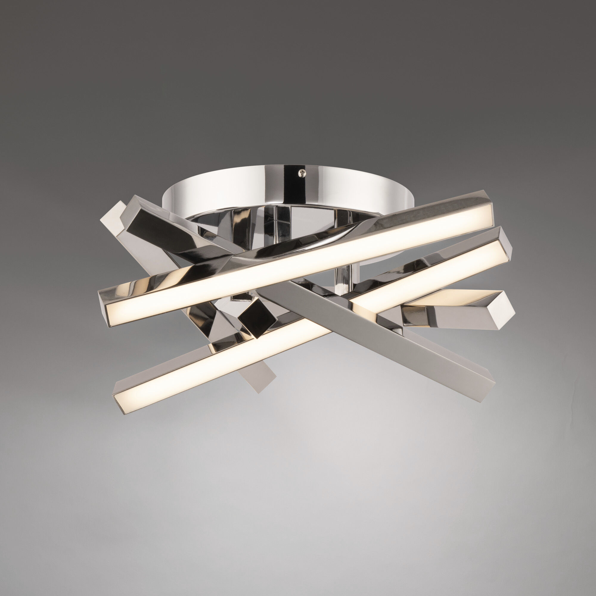 Parallax LED 15 inch Chrome Semi-Flush Mount Ceiling Light in 3000K, dweLED