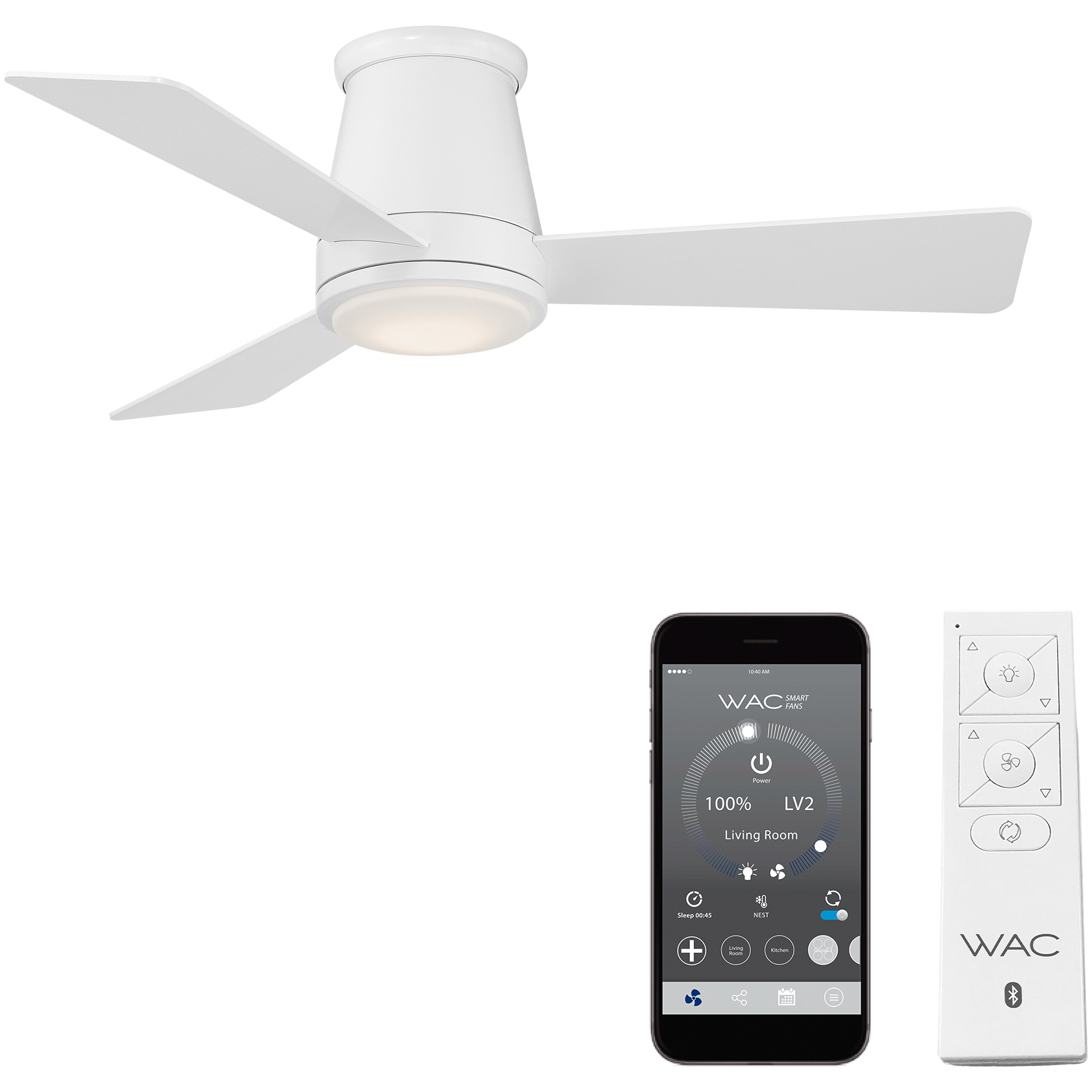 Modern white flush outlet mount ceiling fan