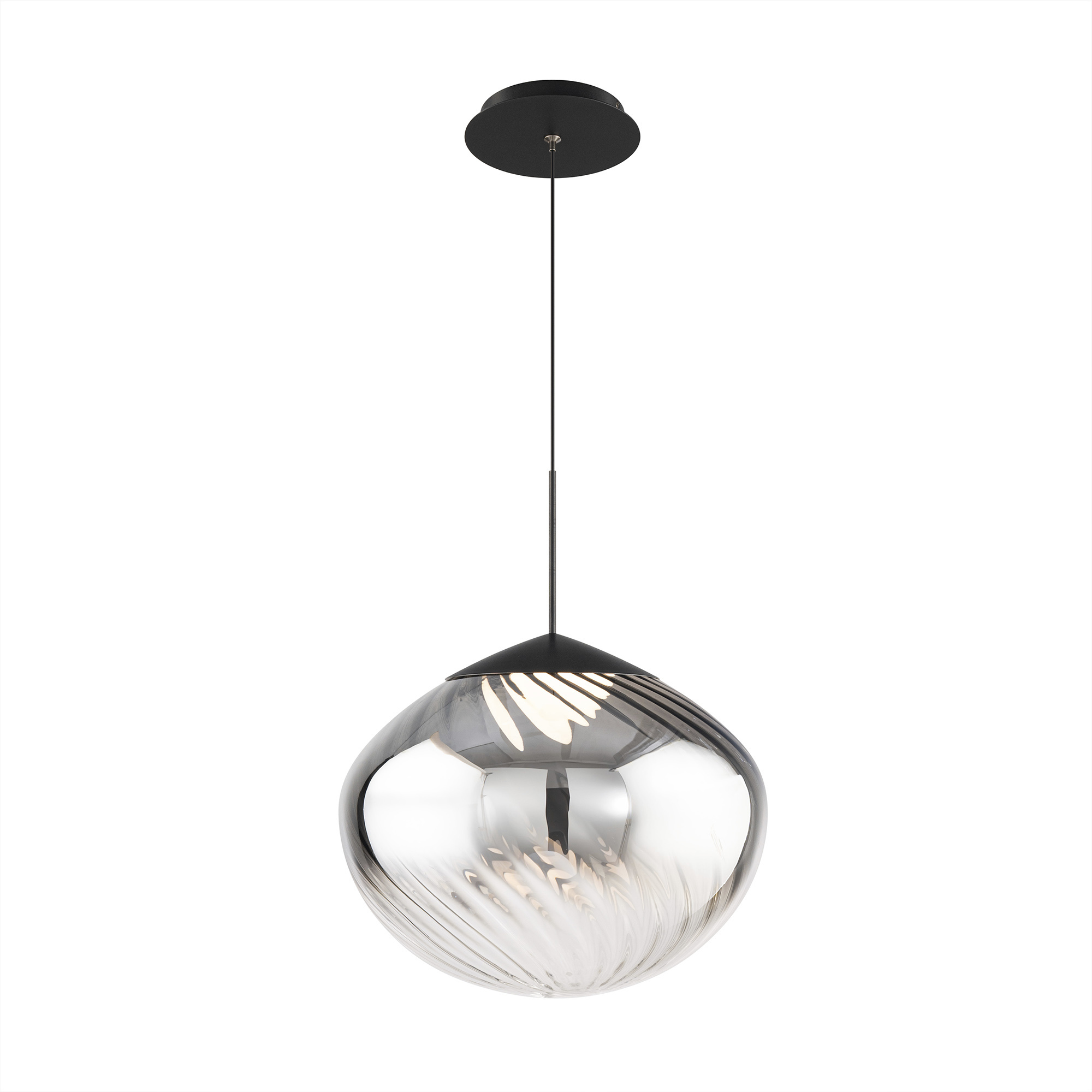 Swayzey LED 14 inch Powder Coated Black Mini-Pendant Ceiling Light in Black Smoke Glass, dweLED