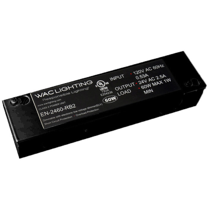 WAC Lighting EN-2460-RB2 Power Supply Black Transformer, 24V