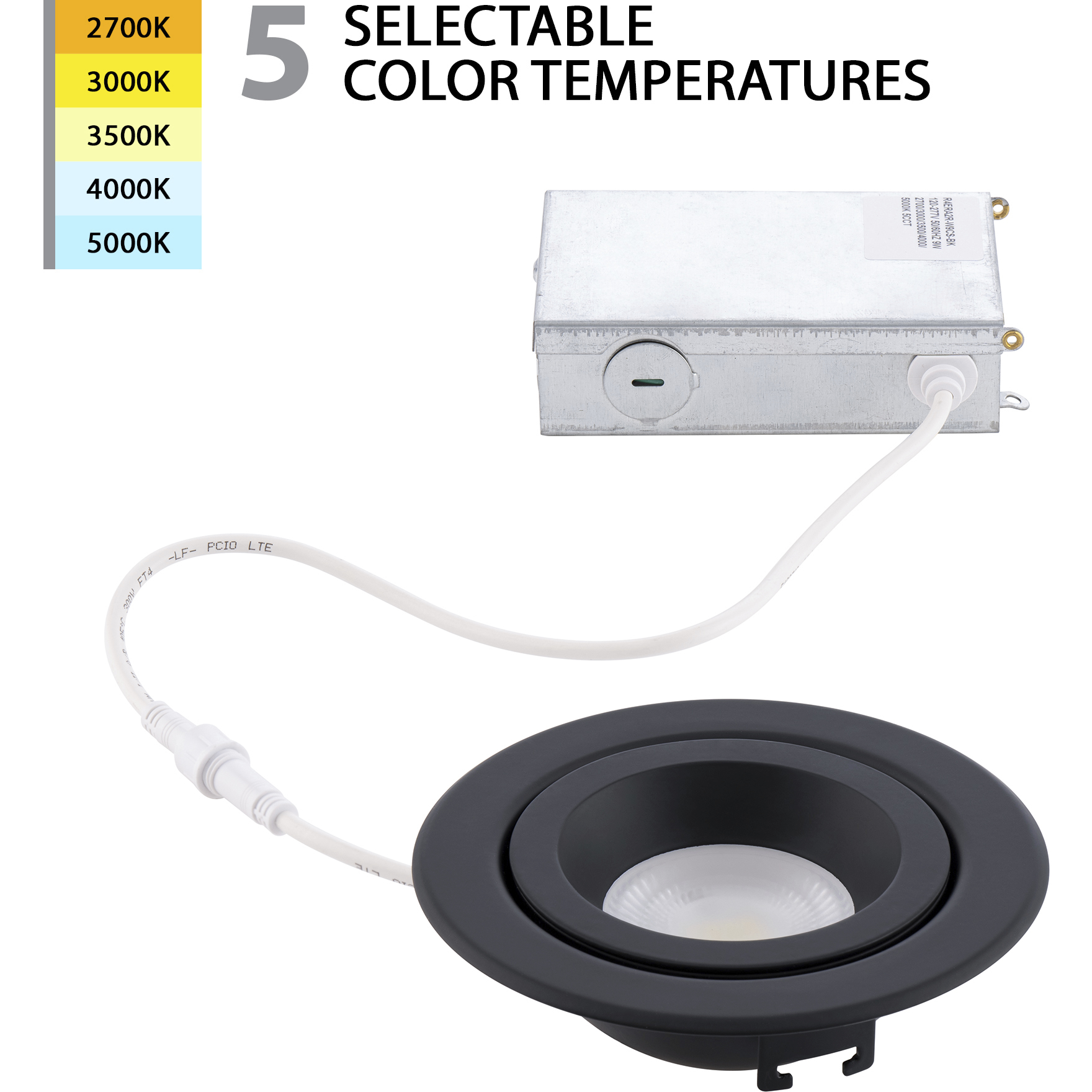 WAC Lighting R4ERA2R W9CS BK Lotos LED Black Adjustable Recessed Kit