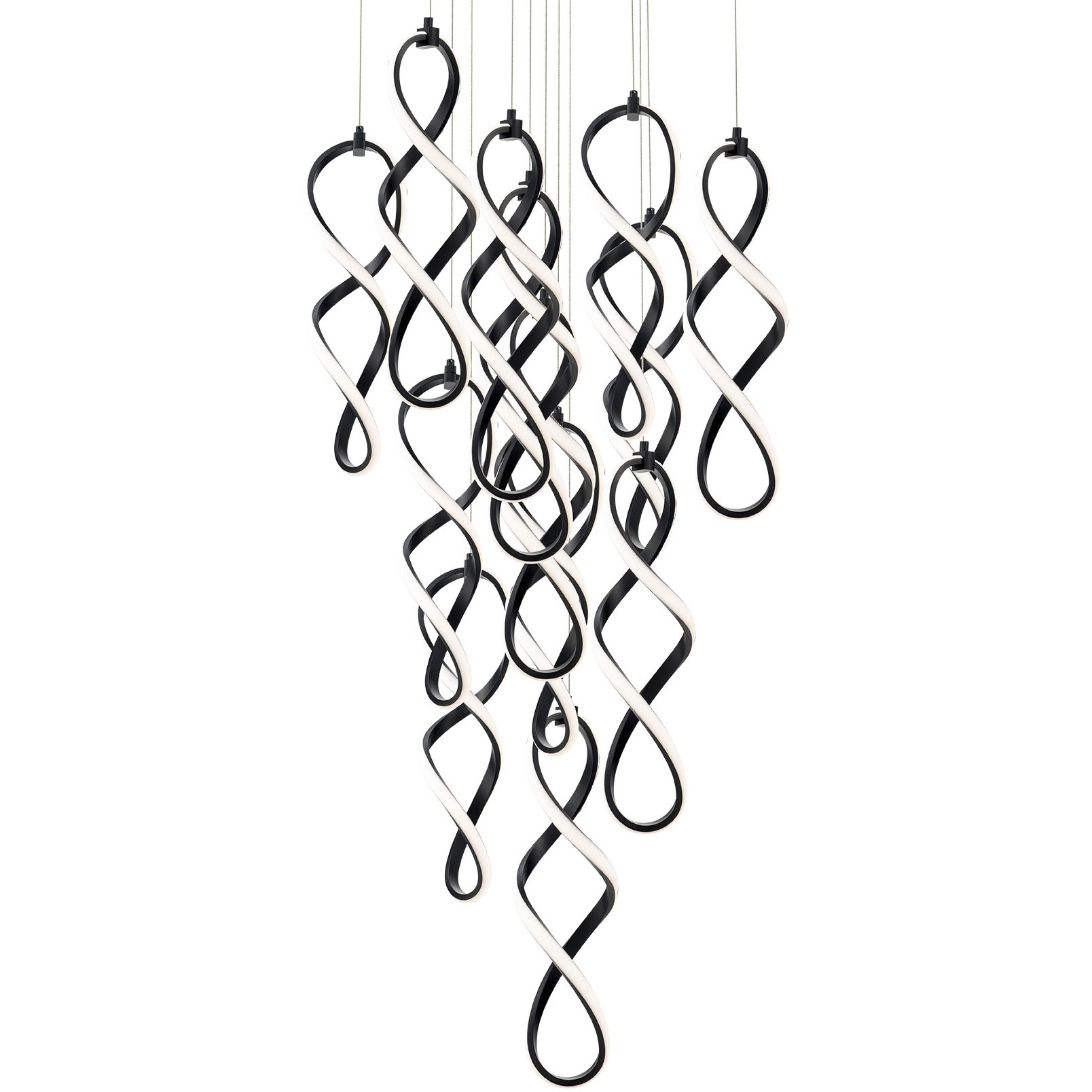 Interlace LED 20 inch Black Multi-Light Pendant Ceiling Light, dweLED