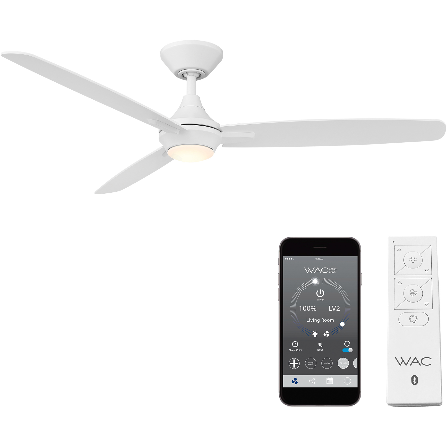 Blitzen 54 inch Matte White Downrod Ceiling Fans, Smart Fan