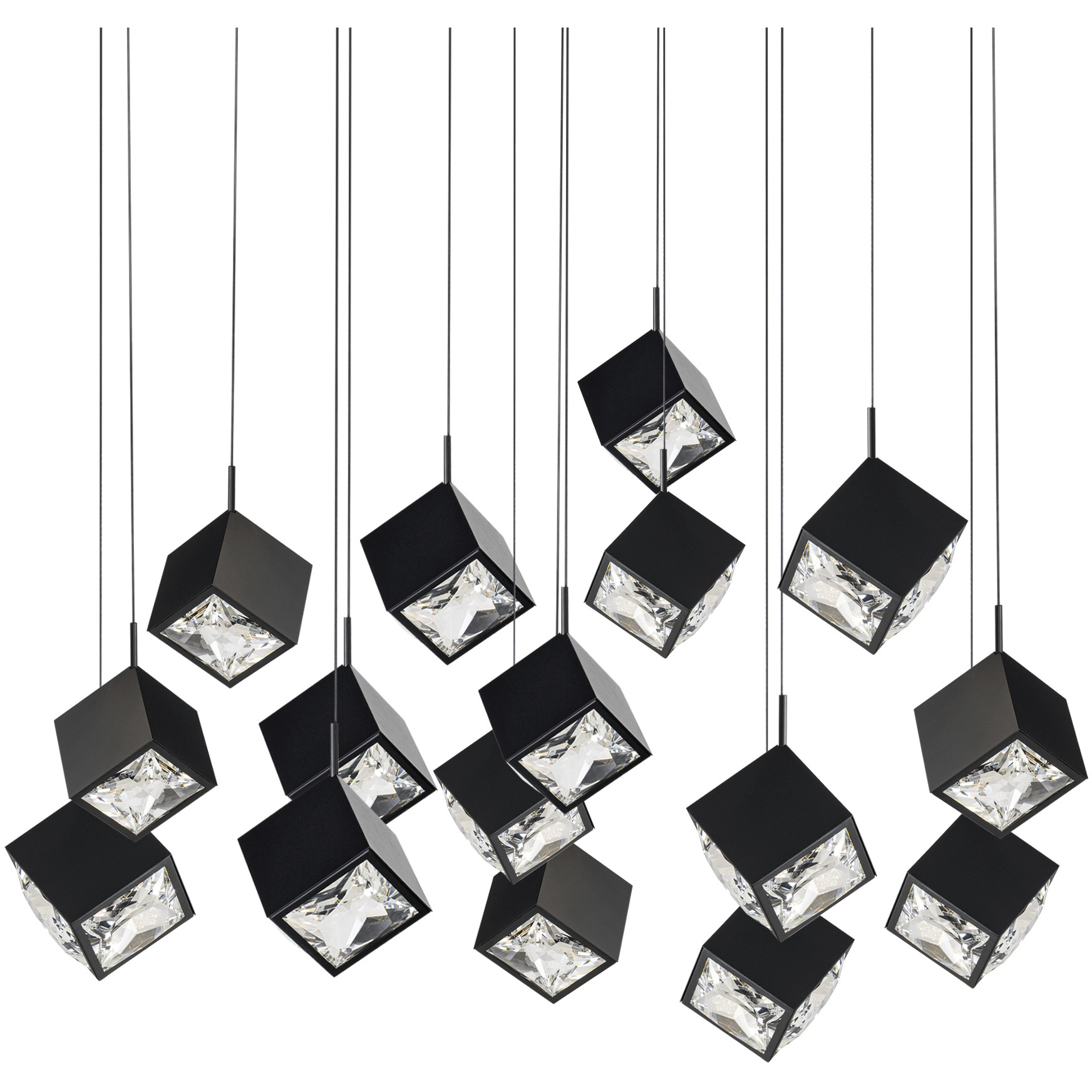 Ice Cube LED 14 inch Black Multi-Light Pendant Ceiling Light, dweLED