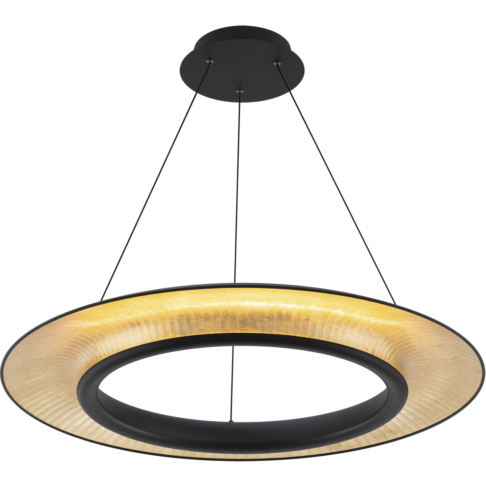 Center Stage LED 32 inch Black Gold Leaf Pendant Ceiling Light, dweLED