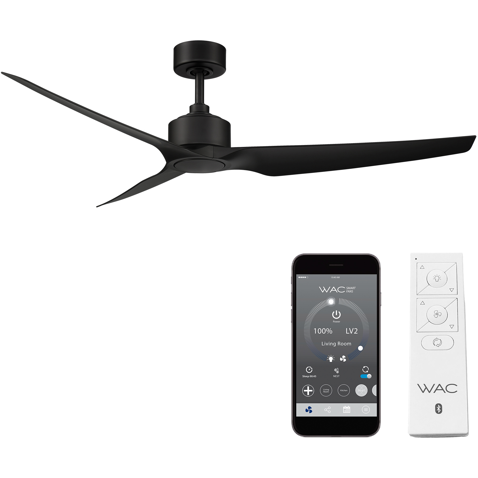「STELLA CORE」D*A*M Black Dust MOD WAC Lighting F-056-MB Stella 60 inch Matte Black Downrod Ceiling