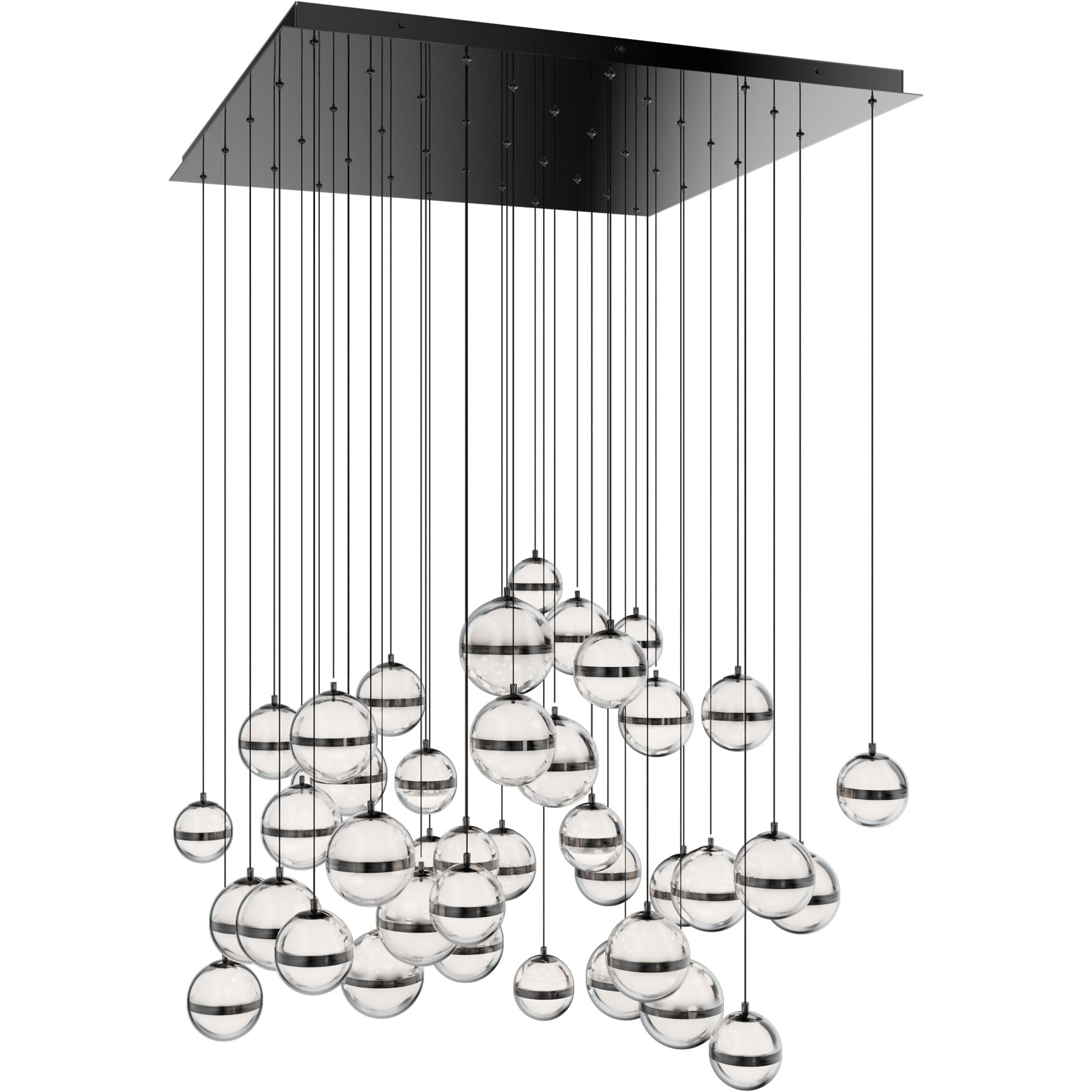 Cyllindra LED 37 inch Black Chrome Chandelier Ceiling Light in Black/Chrome, dweLED