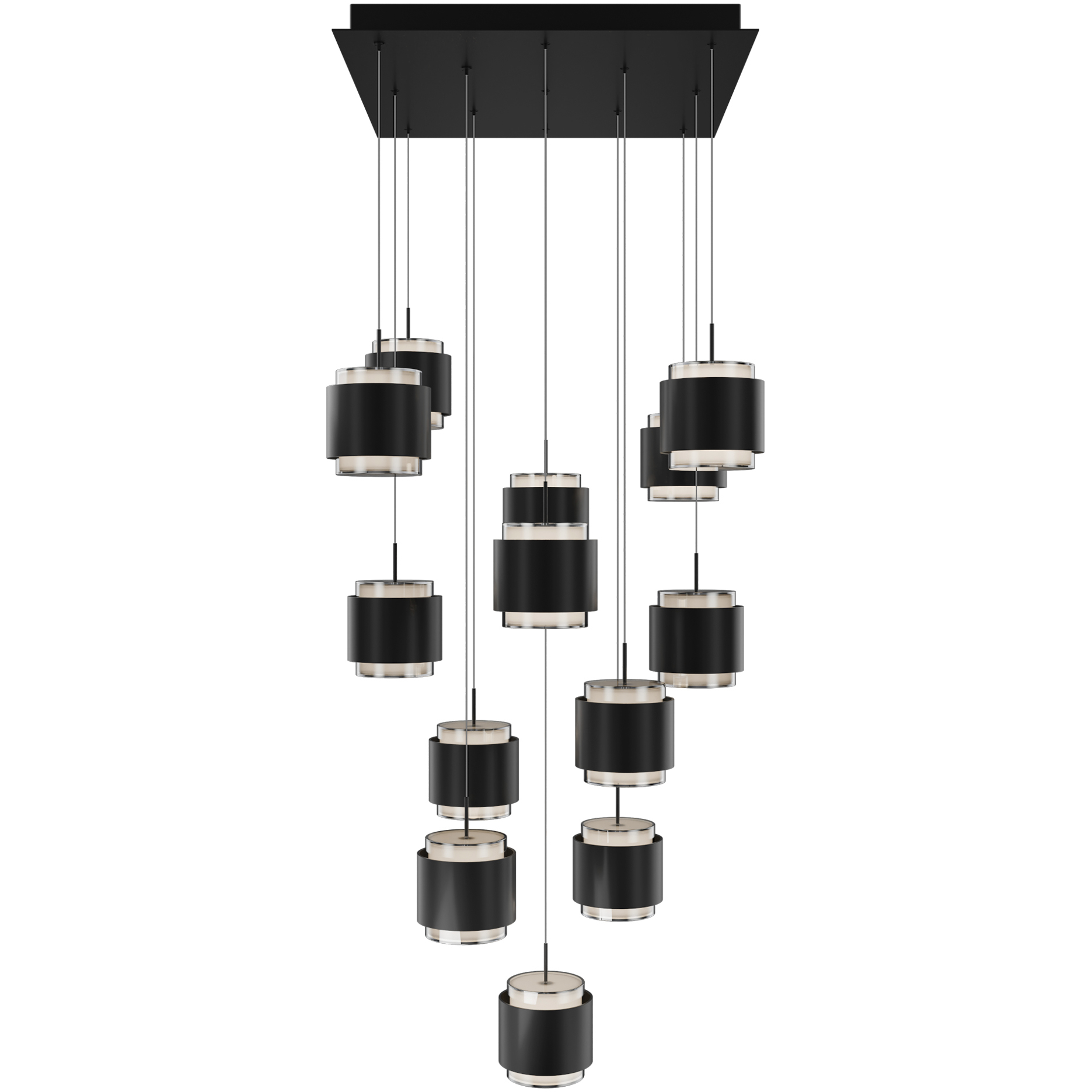 Banded LED 21 inch Black Chandelier Ceiling Light, dweLED