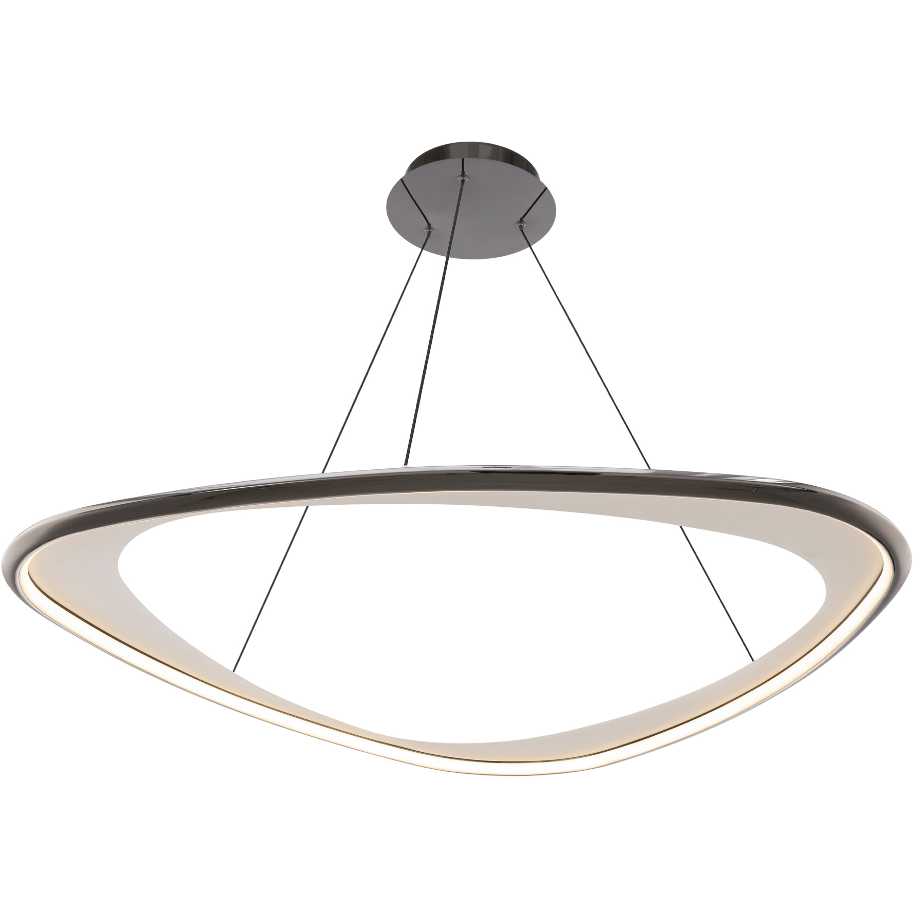 Oyster LED 42 inch Black Chrome Pendant Ceiling Light in 4000K, Black/Chrome, dweLED