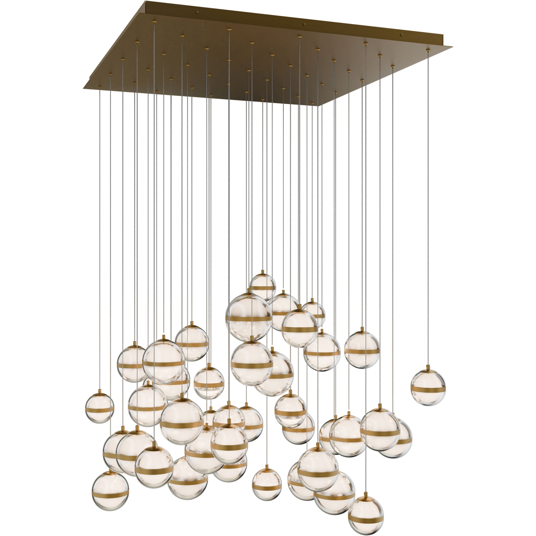 Cyllindra LED 37 inch Aged Brass Chandelier Ceiling Light, dweLED