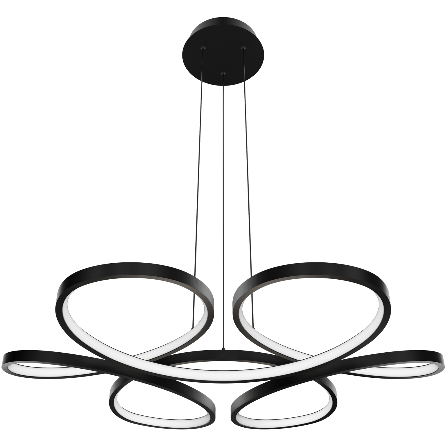 Klover LED 32 inch Black Pendant Ceiling Light in 3000K, dweLED