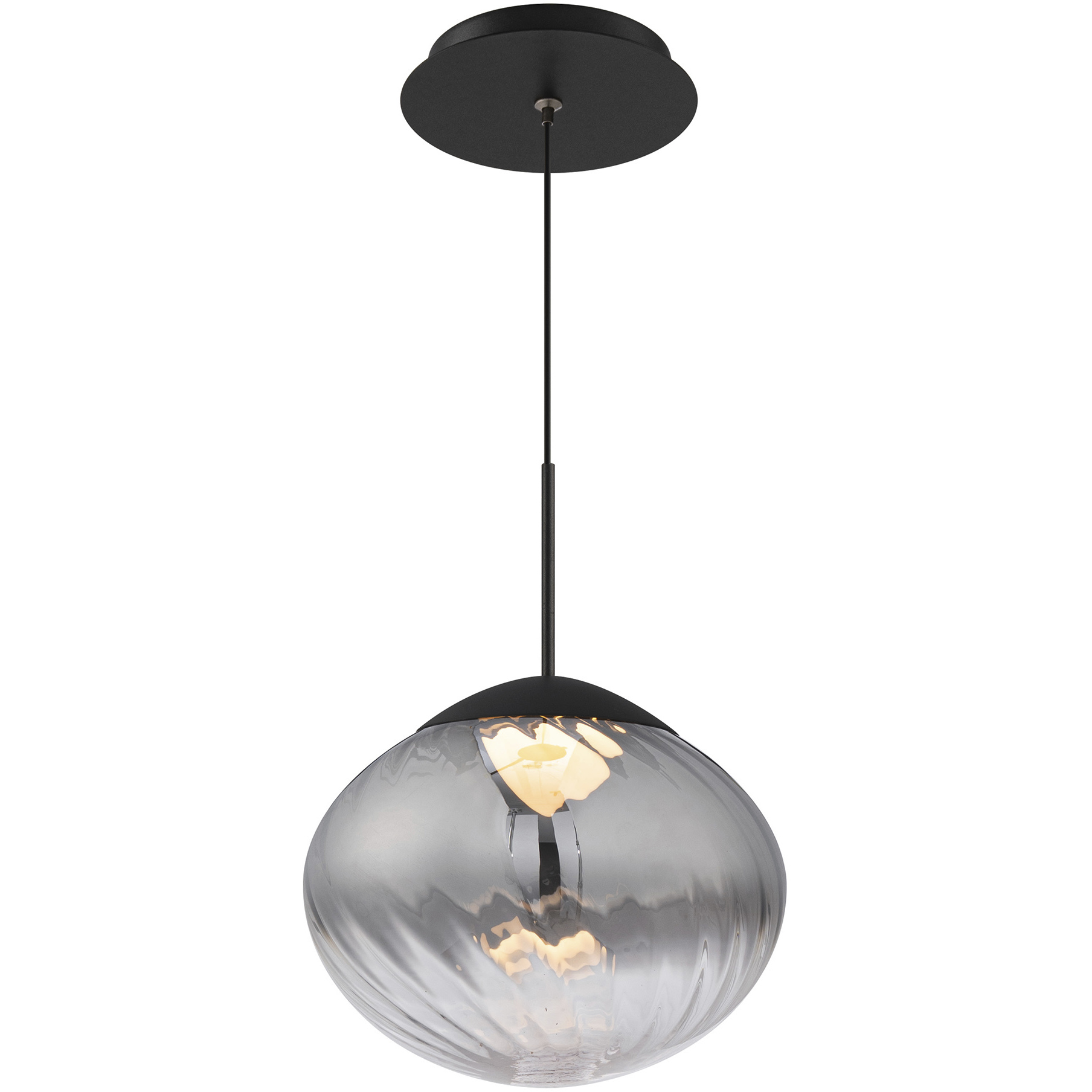 Swayzey LED 9.5 inch Powder Coated Black Mini-Pendant Ceiling Light in Black Smoke Glass, dweLED