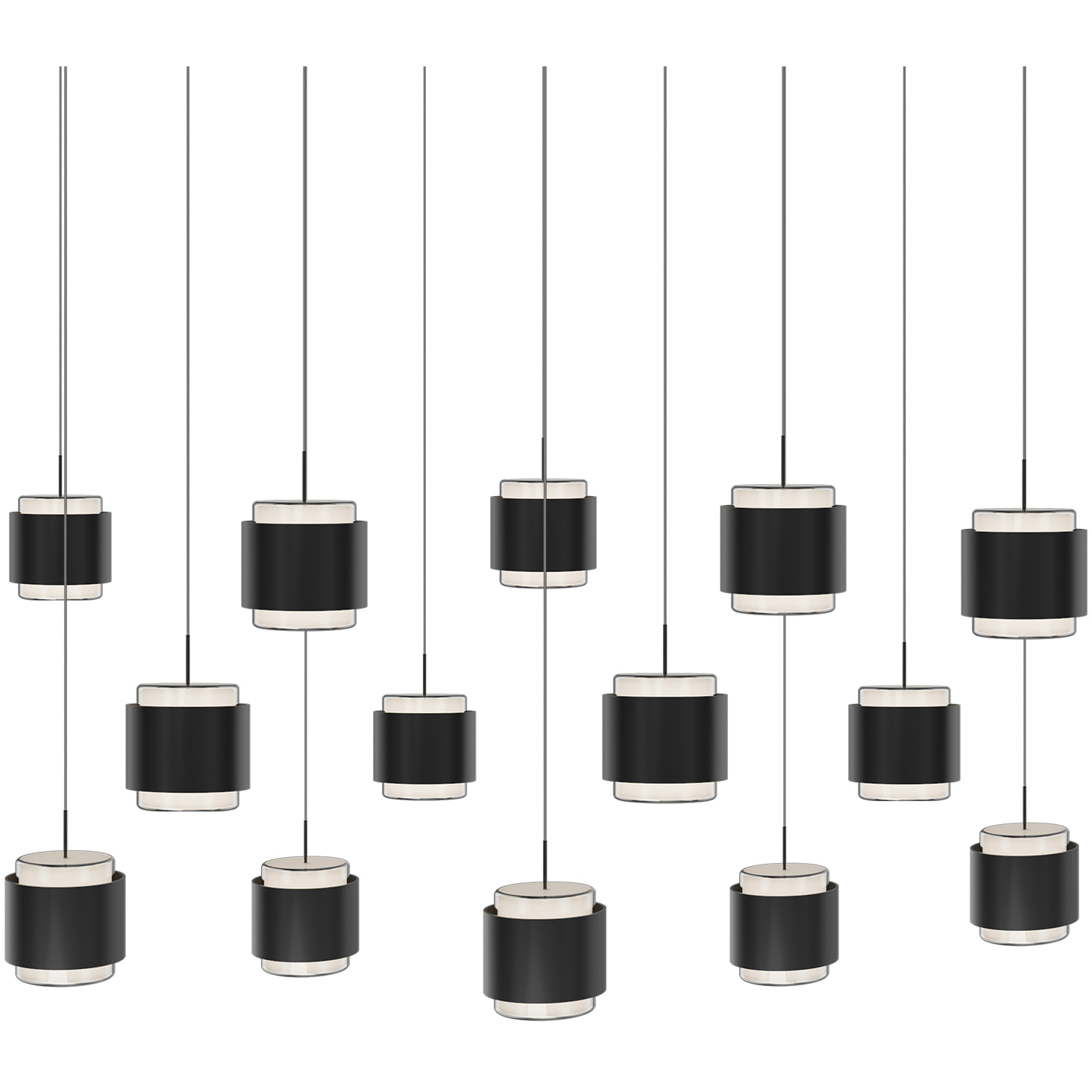 Banded LED 11.5 inch Black Chandelier Ceiling Light, dweLED