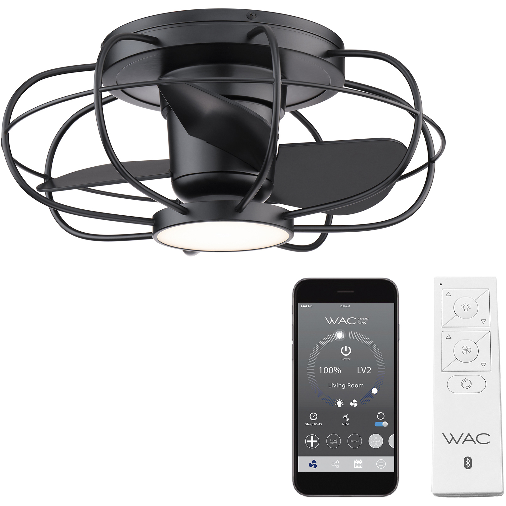 Aella 22 inch Matte Black Flush Mount Ceiling Fans