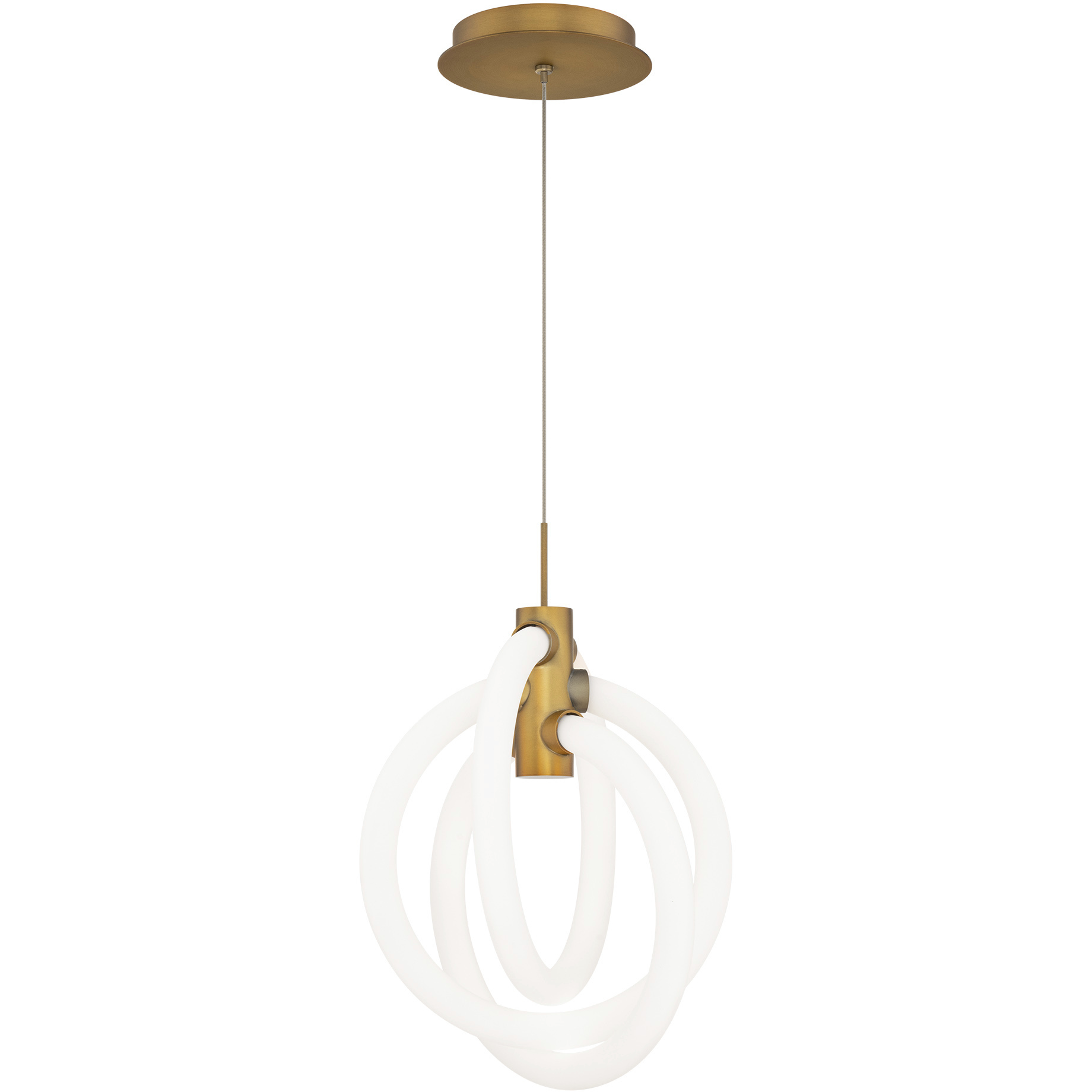 Knot LED 16.38 inch Aged Brass Pendant Ceiling Light in 4000K, dweLED