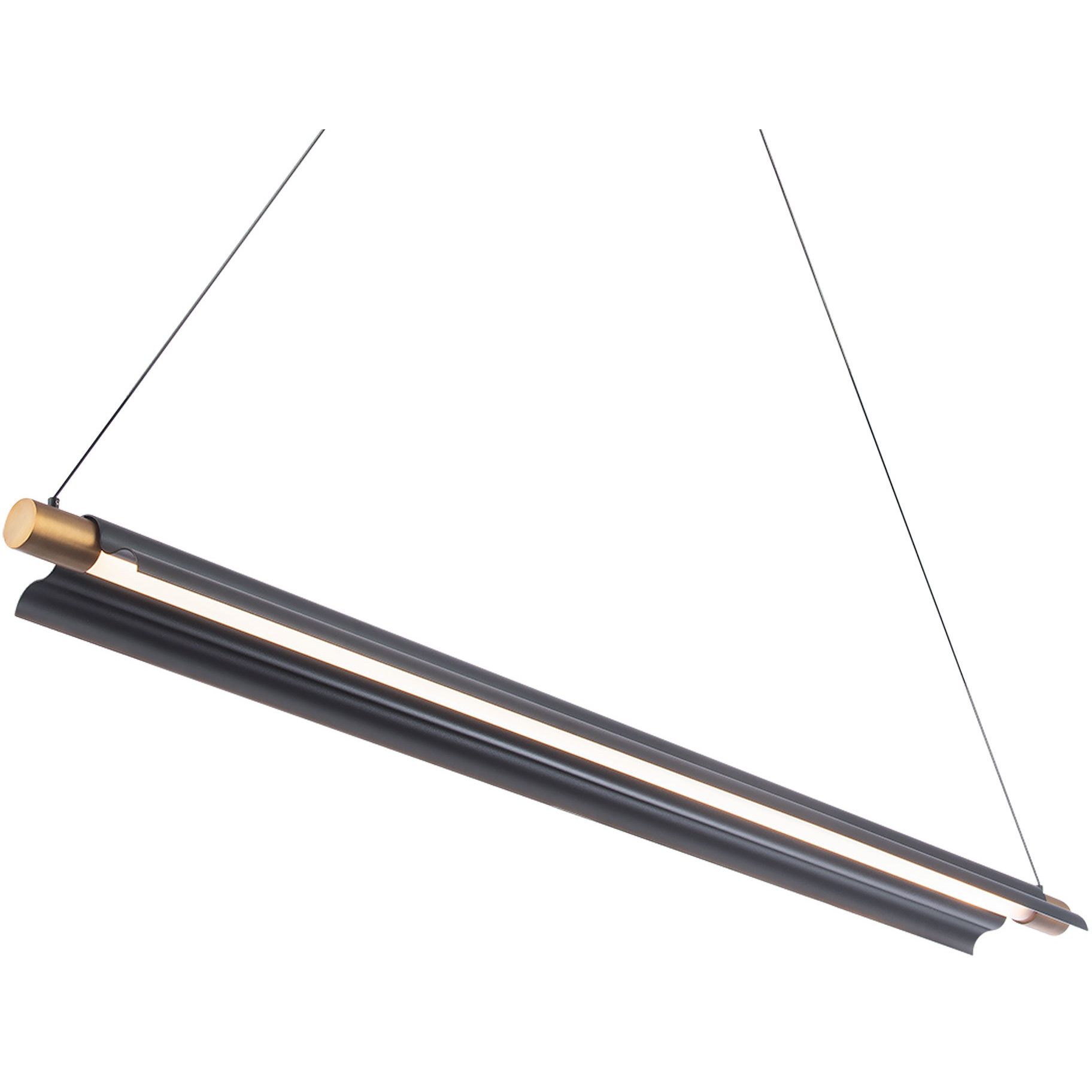 Pavilion 1 Light 44.13 inch Black Aged Brass Linear Pendant Ceiling Light dweLED