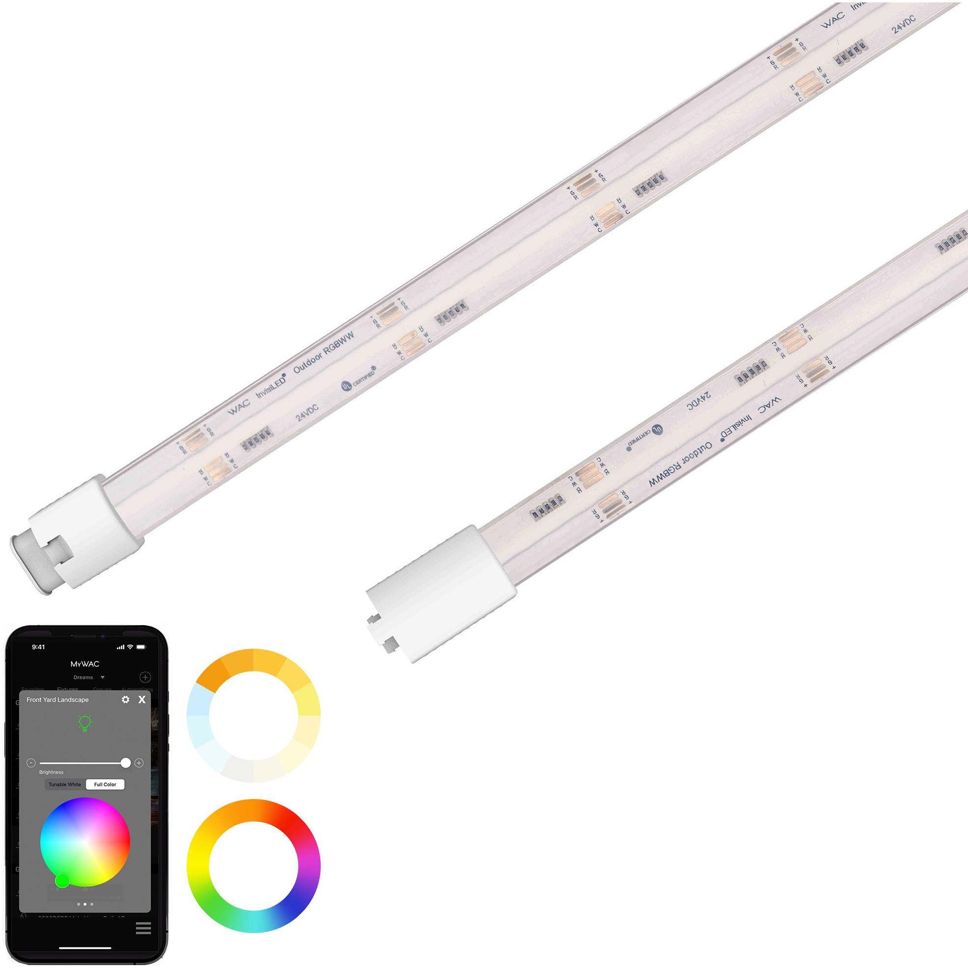 Colorscaping 12 LED 180 inch White Outdoor LED RGBWW Snap On 12V Strip Light in 15ft Strip, WAC Lighting