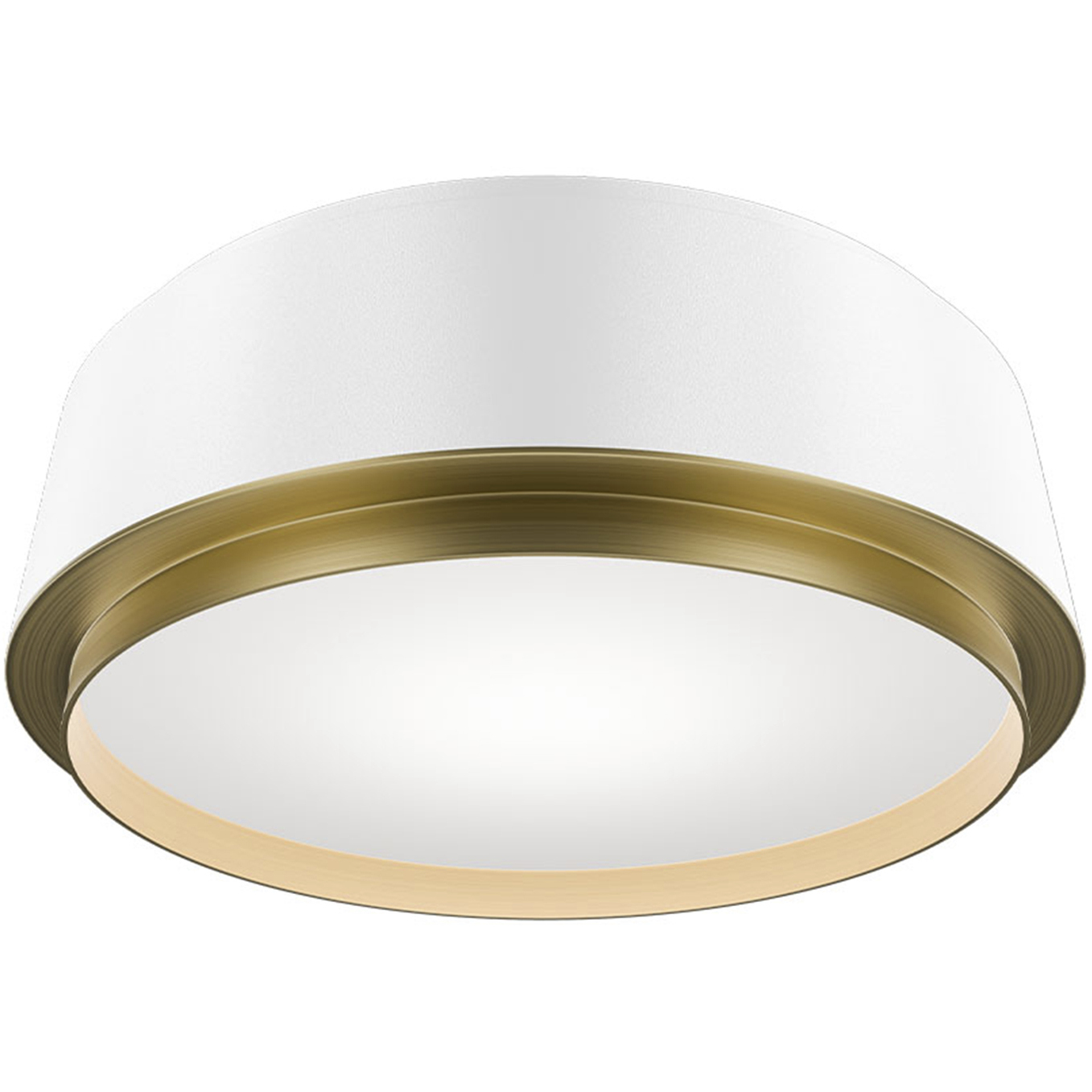 Salvo LED 12 inch White and Aged Brass Flush Mount Ceiling Light in 3000K, White/Aged Brass, dweLED