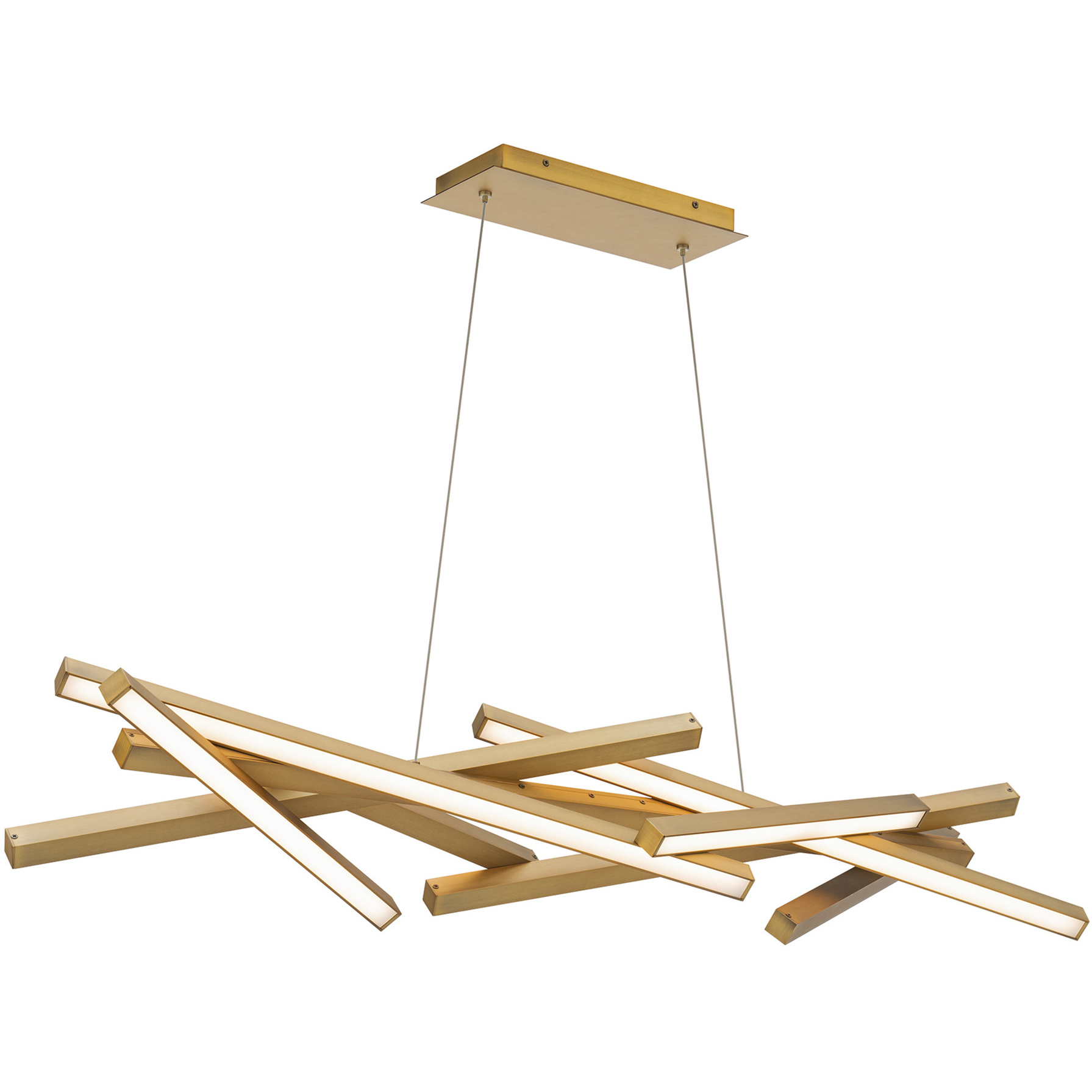 Parallax Linear Pendant Ceiling Light in Aged Brass, dweLED