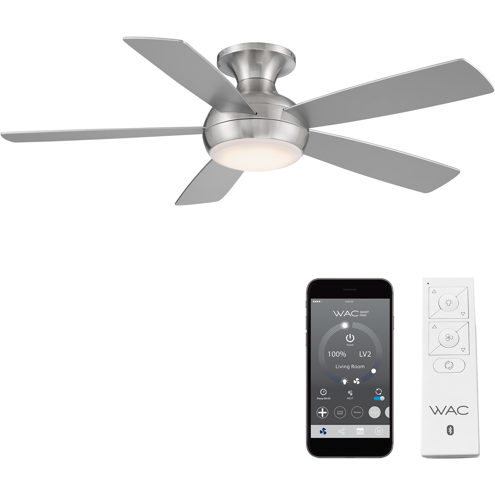 WAC Lighting F-035L-BN Odyssey 52 inch Brushed Nickel Flush Mount